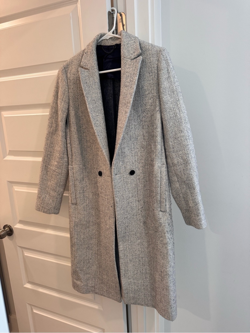 Jigsaw Light Gray Textured Wool Coat
